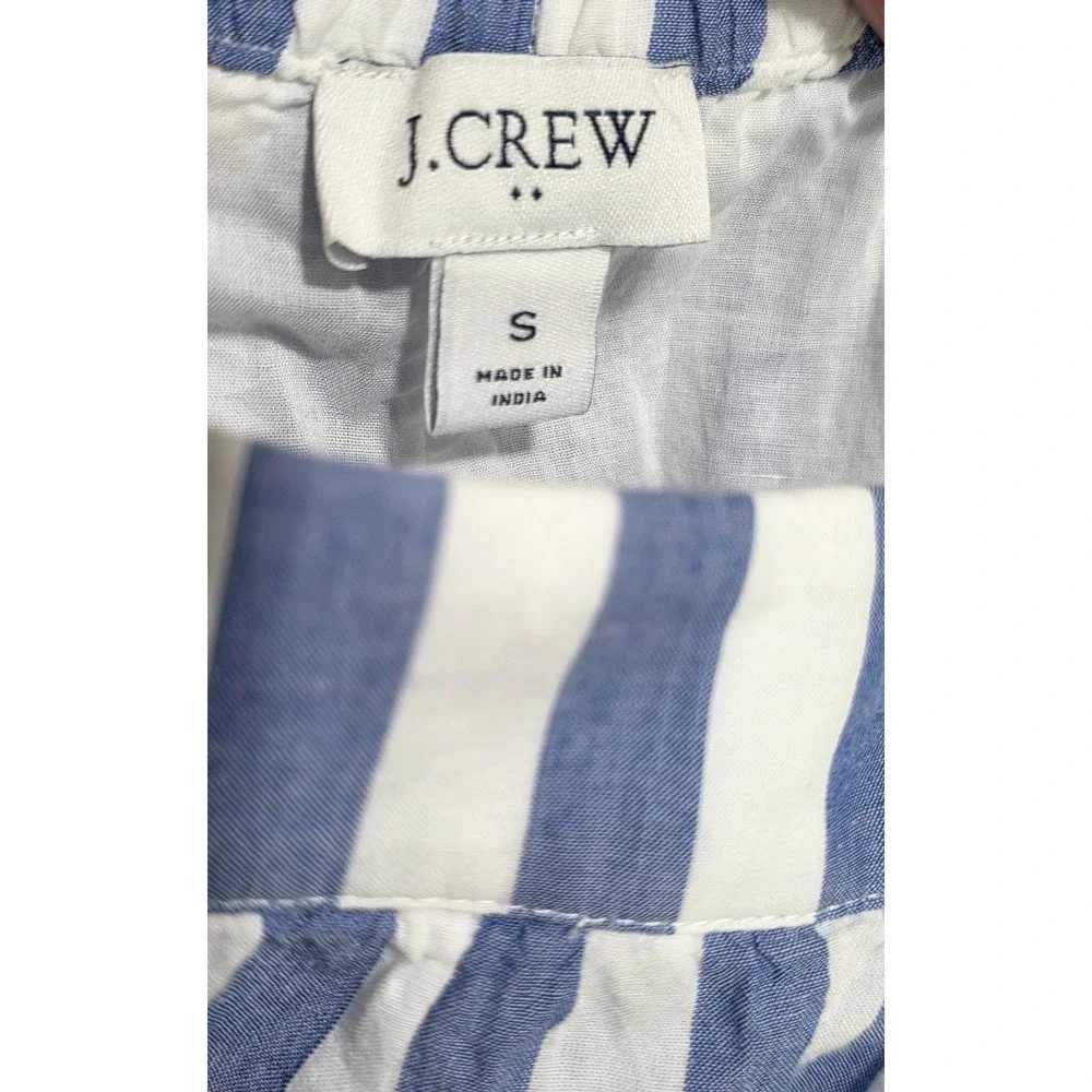 J.Crew Striped Tiered Midi Skirt Womens Small Blue White Cotton Pocket